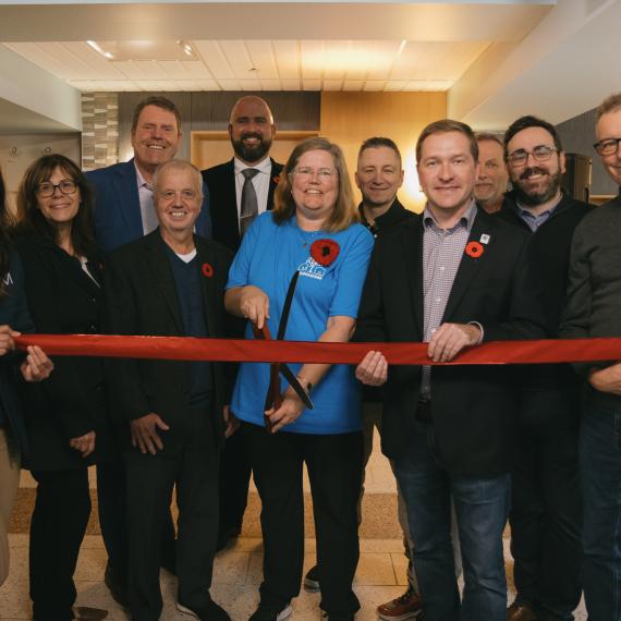 LMCH Staff and Board with London Mayor cut the ribbon at Reimagine Southdale